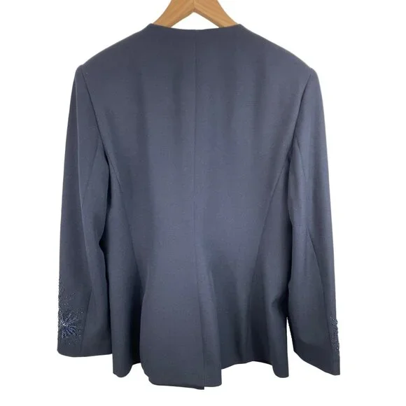 John Meyer Norwich Womens Size 12 Blue Vintage Lined Beaded Shoulder Pads Blazer - Picture 2 of 11